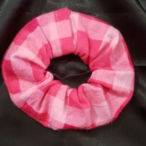 Pink plaid flannel scrunchie